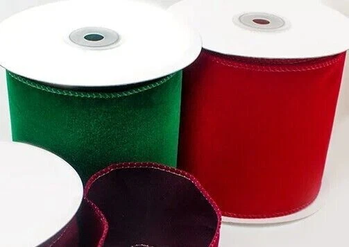 CHRISTMAS VELVET RIBBON Wire Edged Wired Edge 60mm and 100mm wide - Image 2 of 3