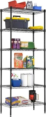 FDW 6-Tier Adjustable Wire Shelving Storage Shelves Heavy Duty Shelving Unit