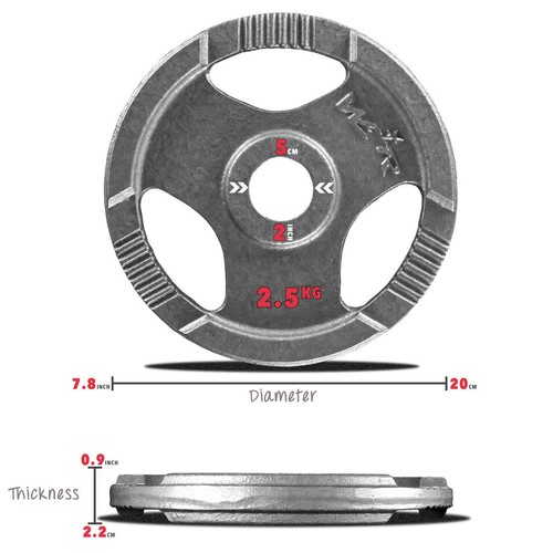 TRI-GRIP Cast Iron Olympic Disc Weight Plates EZ Bar Barbell Weights Fitness Gym - Picture 13 of 47