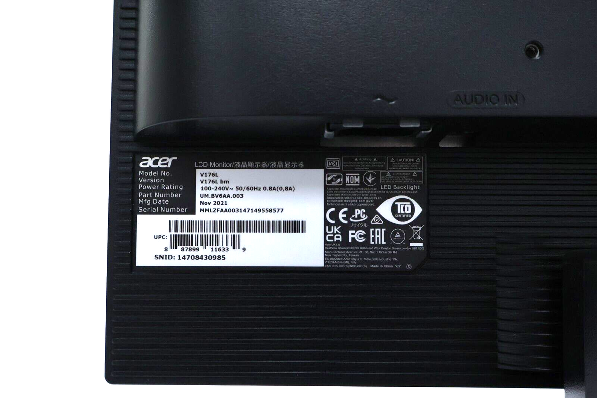 (未使用･未開封品)　Acer V176L - LED monitor - 17&quot; - 1280 x 1024 - TN - 250 cd/m2 - 5 ms - VGA - black vf3p617 1024741896_ddb4ccc9-4364-4263-