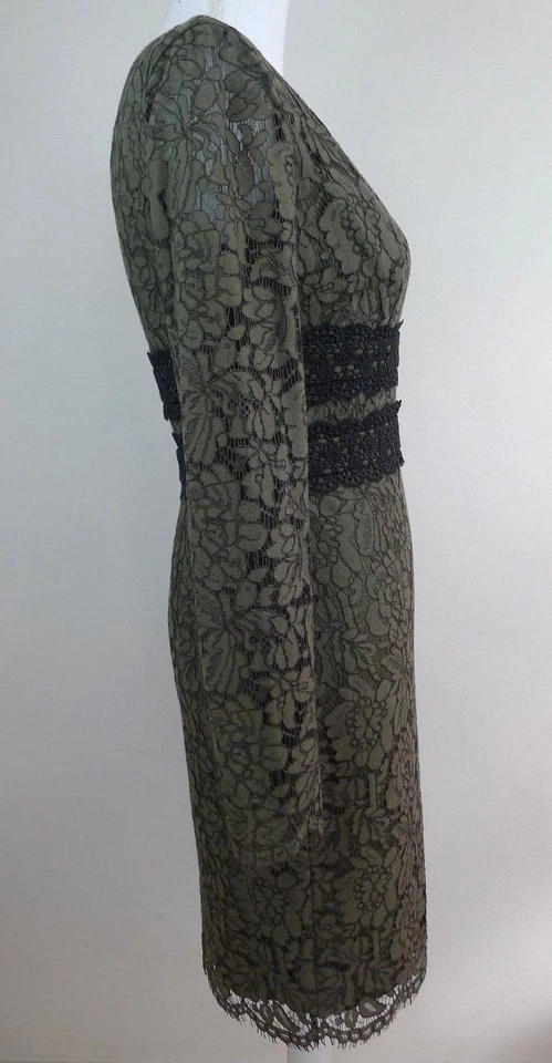 Vestido de encaje Viera verde militar para mujer Diane Von Furstenberg - talla 4 Foto 3 de 4
