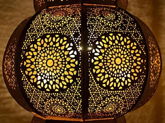 Luminária de teto marroquina moderna turca feita à mão design vintage 20" - Imagem 3 de 4
