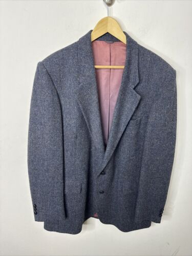 Harris Tweed  46L Tall Wool Herringbone Blazer Bl… - image 1
