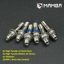 CNC Turbo Turbine Housing Exhaust Manifold Stud Kit 55mm M10x1.25 SS304 (6 sets)