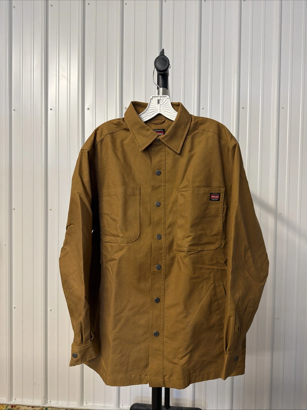 Wrangler Shirt Mens Medium (38-40) Brown Canvas Western Button Up Outdoors Lined