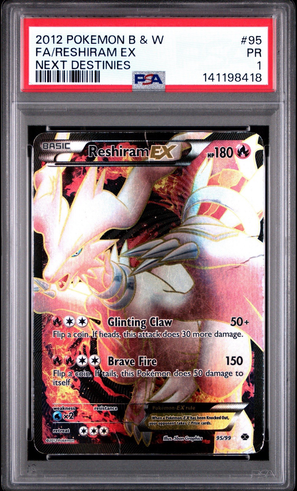 Reshiram EX (95 Full Art) 95/99 Next Destinies Holo EN