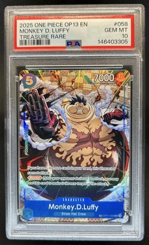 2025 One Piece Monkey D. Luffy Treasure Rare #OP11-058 PSA 10 GEM MINT