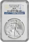 2014-W $1 American Silver Eagle Burnished MS69 Early Releases NGC