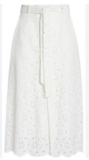 Zimmermann White Cotton Embroided Midi Skirt Size 0 Aus 8 US 4 LIKE NEW 