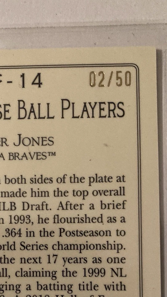 Chipper Jones #TR-14 Blue Refractor 2/50 Topps Turkey Red 2020 serie 2/50 Foto 2 de 3