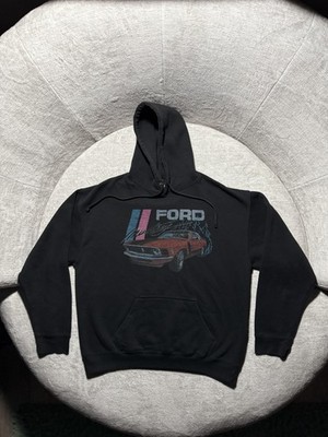 Ford Mustang Hoodie Mens Medium Black Pullover Sweatshirt Official Licensed