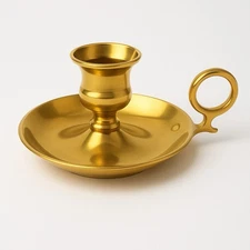 Vintage Baldwin Brass Chamberstick Candle Holder USA Colonial Style 3” VGC