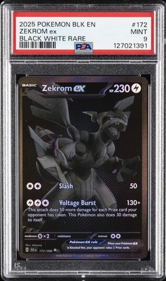 2025 POKEMON BLK EN-BLACK BOLT BLACK WHITE RARE #172 ZEKROM EX PSA