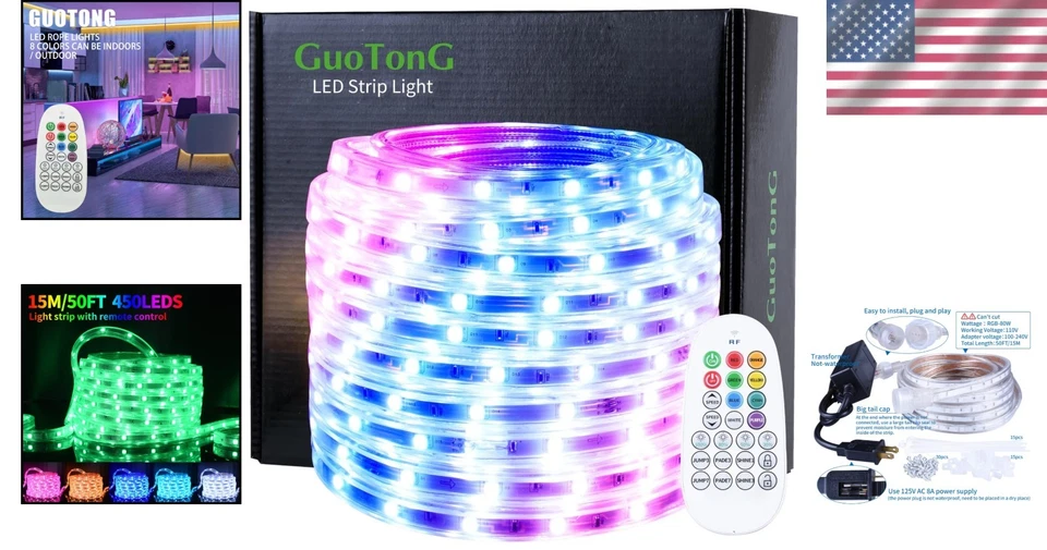 450 LED RGB Strip Lights 50ft, Infrared Remote Control - Image 2 of 4