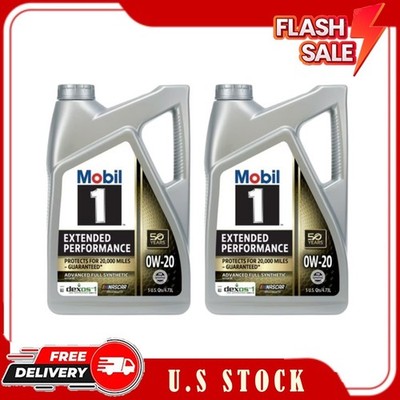 2 Pack Mobil 1 Extended Performance Full Synthetic Motor Oil 0W-20, 5 Quart