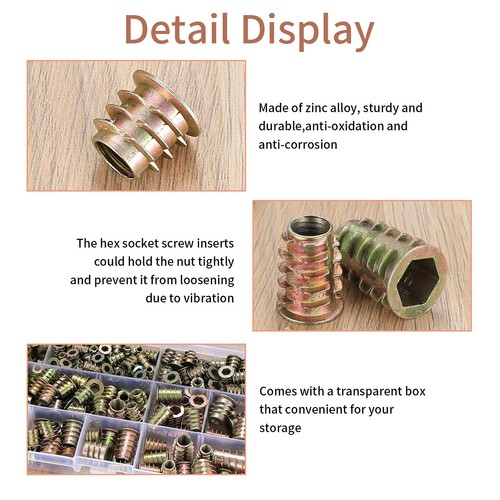 230 Pcs Threaded Inserts Nuts, Threaded Wood Inserts Nuts Assortment Tool Kit... - Picture 3 of 7