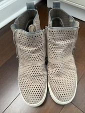 Steve Madden Beige Suede Perforated Zip Ankle Sneakers Women Comfort