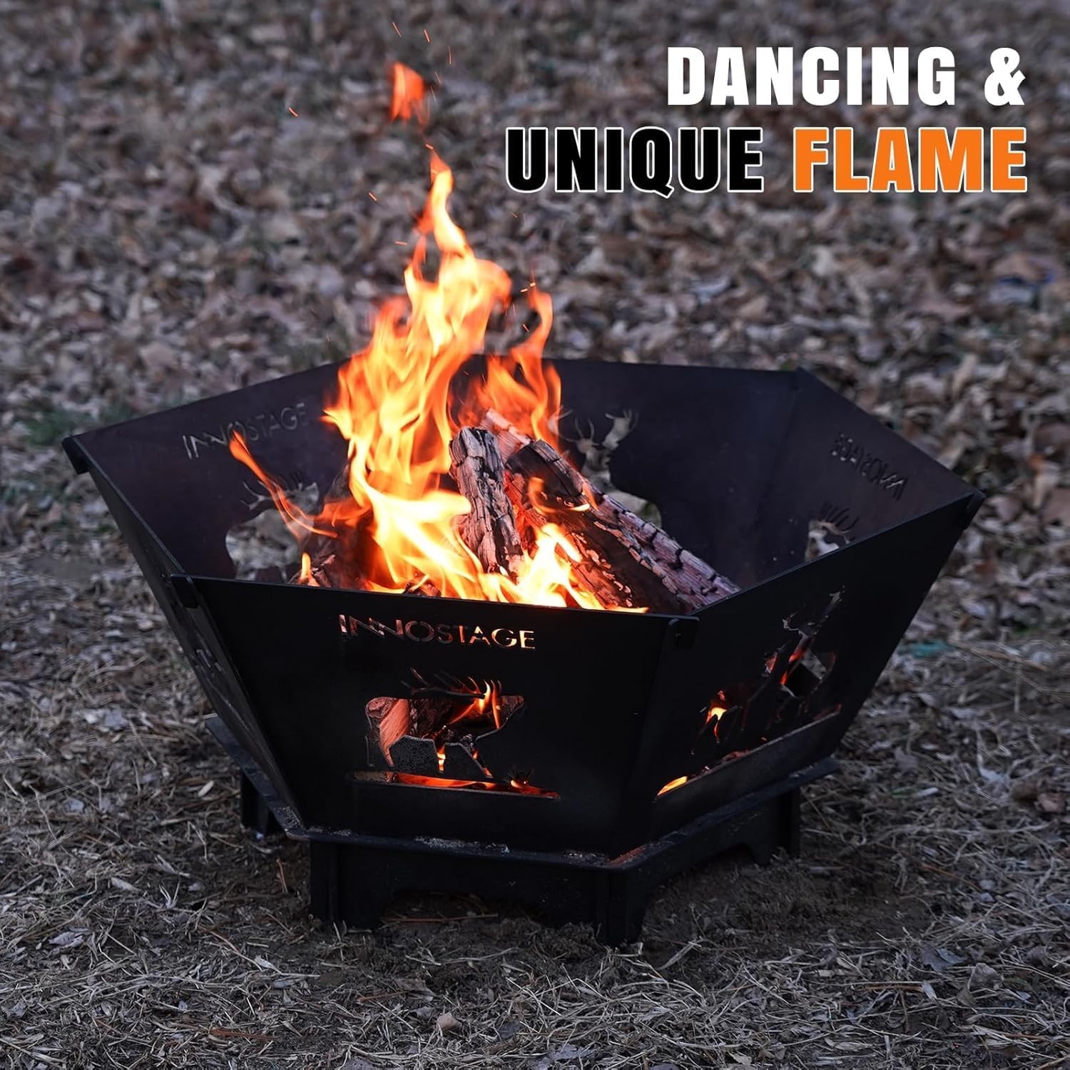 23" Portable Fire Pit Collapsible Wood Burning Camping Outdoor Backyard w/Bag