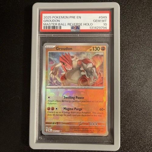 Pokemon PSA 10 Groudon 049/131 Prismatic Evolutions Master Ball Rev Holo #4122