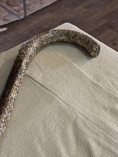 39   Vintage Folk Art Walking Stick Cane. Rattlesnake Skin Coveted. Unique