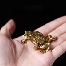 1pc Brass Feng Shui Toad Frog Figurine Wealth Lucky Gift Home Room Decor Mini