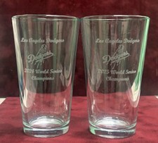Los Angeles Dodgers Set of 2024 & 2025 World Series 16 oz heavy duty pint glass