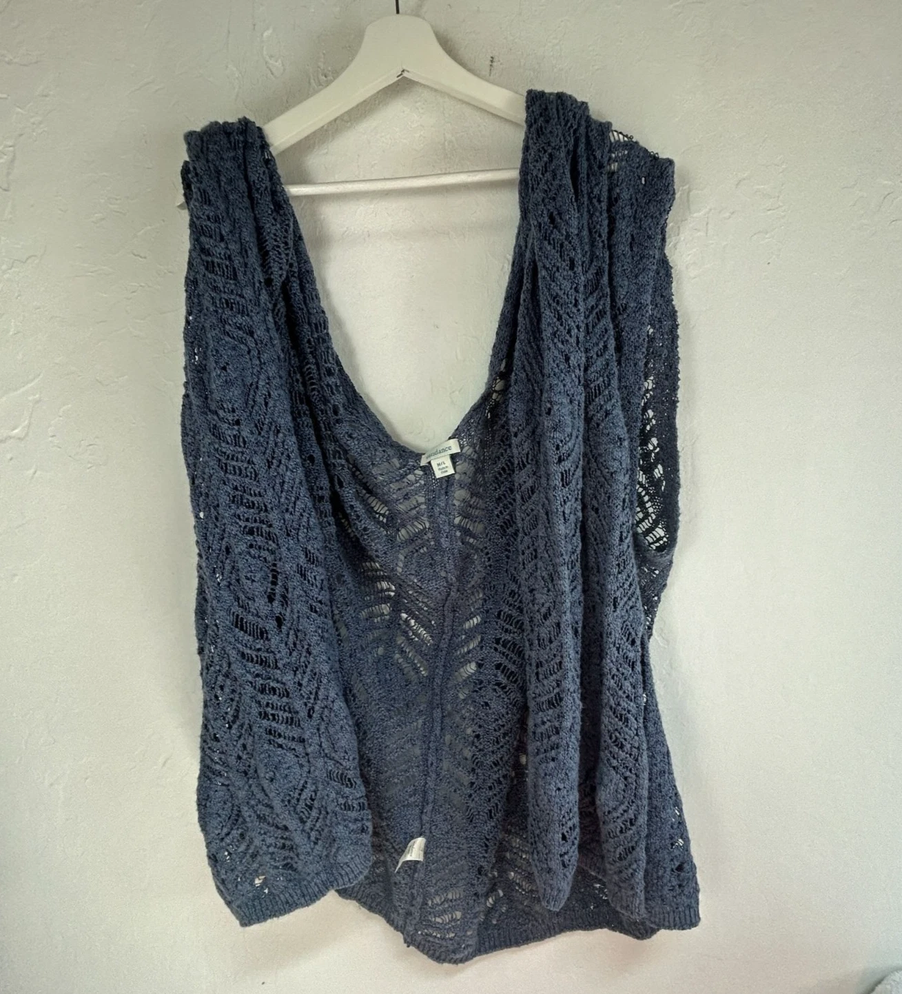 Sundance Womens Navy Crochet Knit Poncho Cardigan Sweater Top M/L