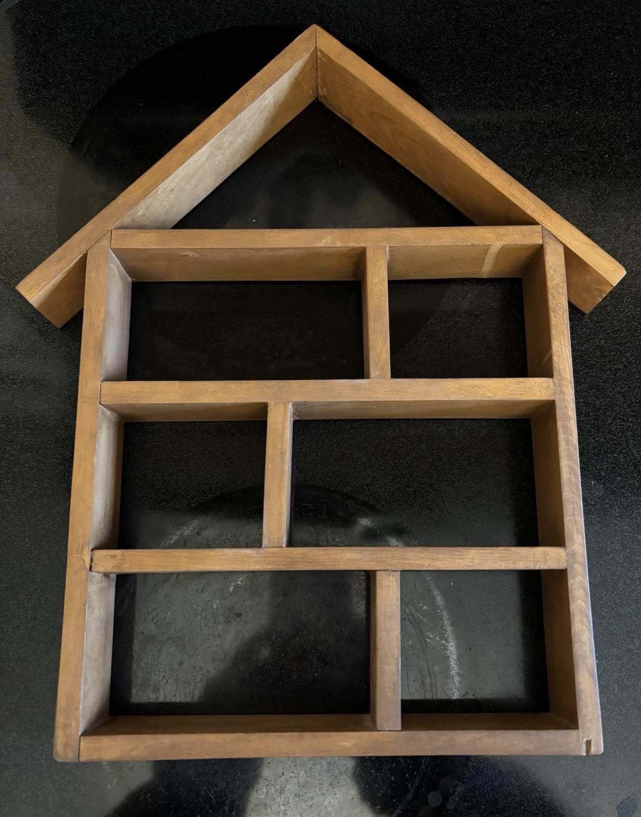 Rustic Wooden House Wall Shelf Mini Curio Display 11x13 1/2 Hanging Decor