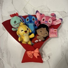 Disney Stitch Valentine 16" Large Plush Bouquet 5 Plushies Included