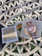 michael kors watch women rose gold and white
