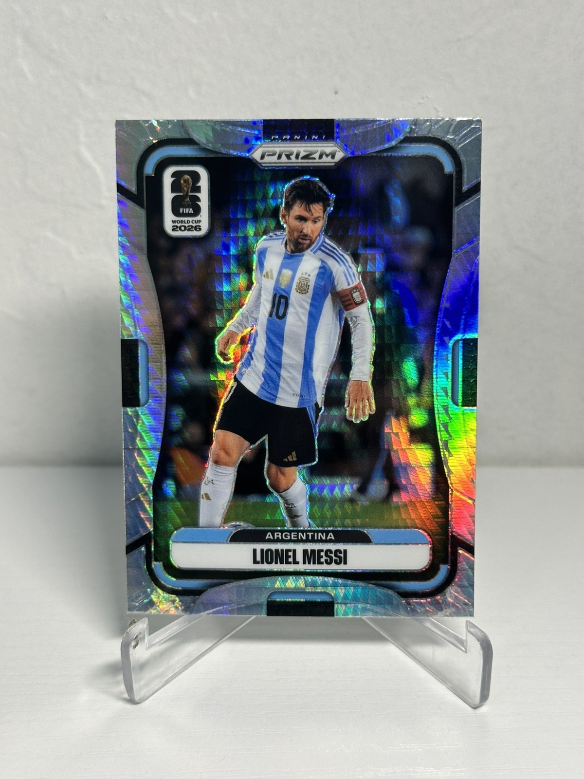 Lionel Messi 2026 Panini Prizm FIFA World Cup Hyper Silver Prizm #10 Argentina view 1
