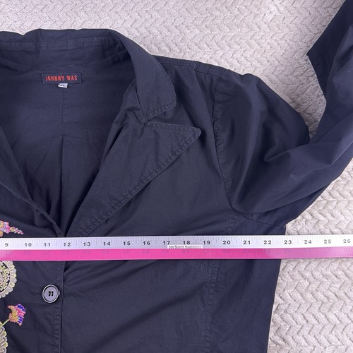 Johnny Was Floral Jacket XL Black Long Embroidered Multicolor Art Glam - Picture 13 of 21