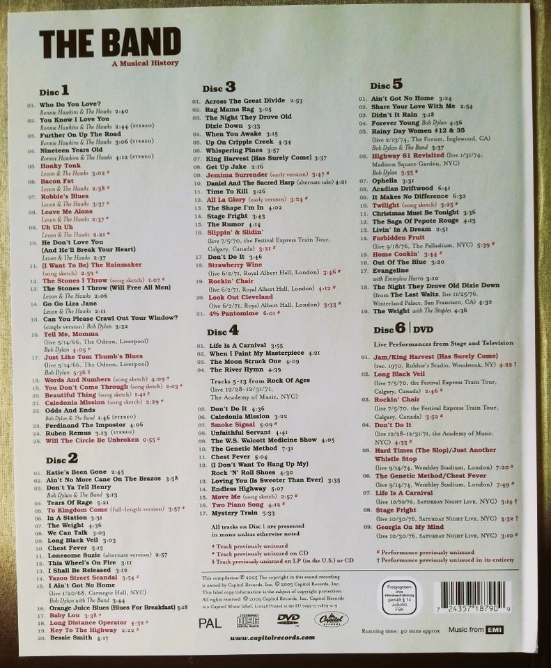 THE BAND A Musical History Box Set 5 CDs + 1 DVD 2005 Bob Dylan TOP - Bild 2 von 4