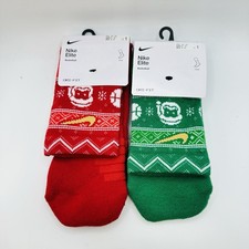 2pk Nike Elite Crew Basketball Socks Christmas WMN 6-10 Youth 3-5 Men 6-8