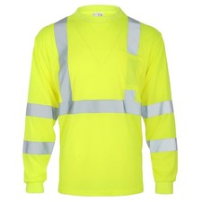 Long Sleeve Safety Shirt for Work, Construction Reflective Wear Hi-Vis YELLOW