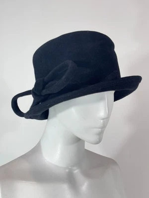 Chapeau WHITELEY femme taille unique cloche côté nœud noir bord renversé - Photo 1/4
