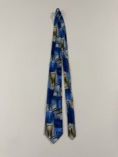 J. Garcia Scales Silk Tie Collection Fifty-Four Blue Tan Black Abstract 60" EUC