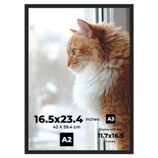 A2 Picture Frame 16.5"x23.4" Premium Plastic - Glossy Black Frame with Shatte...