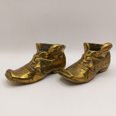 Paar Vintage Messing Stiefel '' Ye Lucky Bude Boots ''