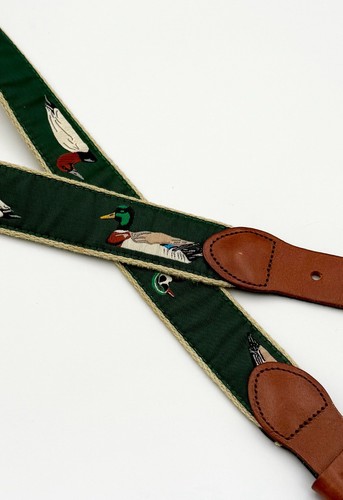 Vintage Leather Ltd Essex CT Ducks Belt Canvas Leather Brass Sz 34 preppy