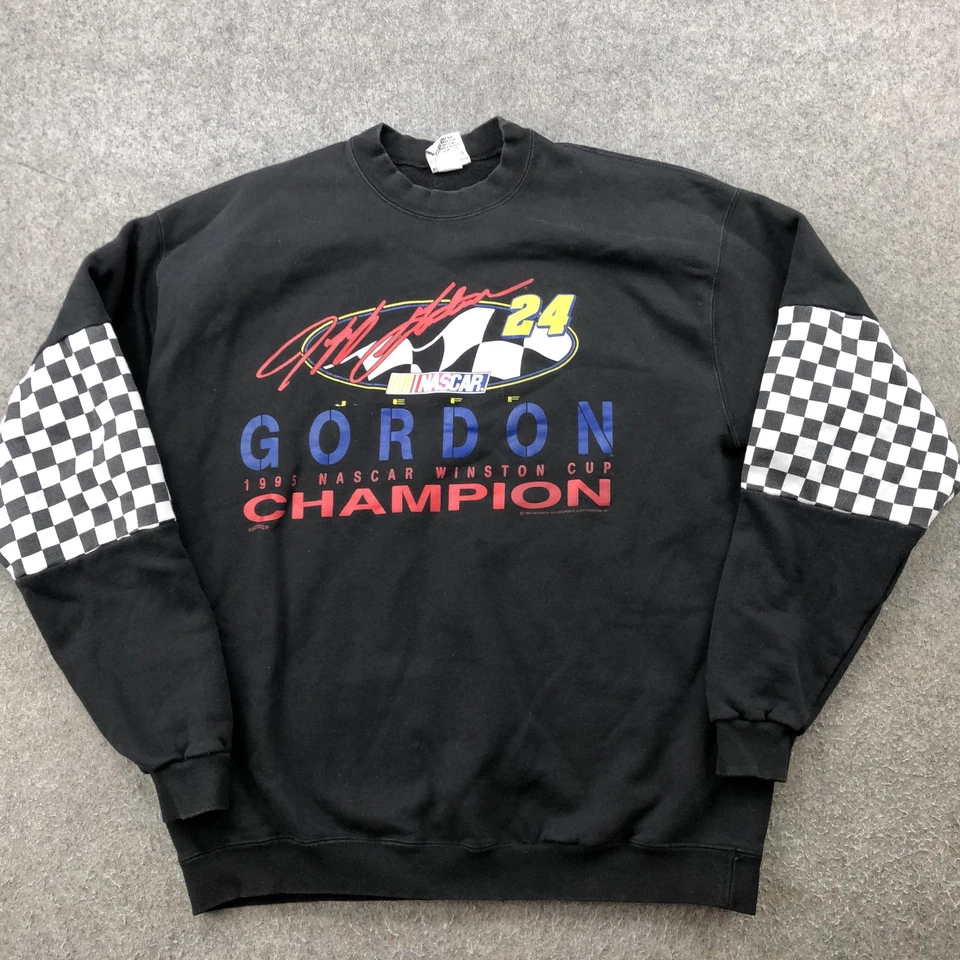 Sudadera De Colección Nascar Para Hombre XL Negra Jeff Gordon 1995 Campeón Nuez moscada Años 90 Foto 2 de 4