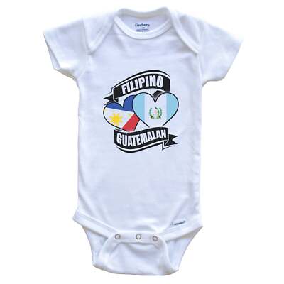 Filipino Guatemalan Hearts Philippines Guatemala Flags Baby Bodysuit - Baby Gift