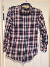 Gap Kids Button Down Shirt Boys Size 2XL Blue Red Plaid Long Sleeve Cotton