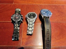 Mix Brands -Lot Of 3 Mens Watches - For Parts or Resell- All Need Batteries 
