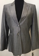 NWT Tahari Women's Career Gray Stripe 100 Viscose Rayon Blazer Jacket Size 10
