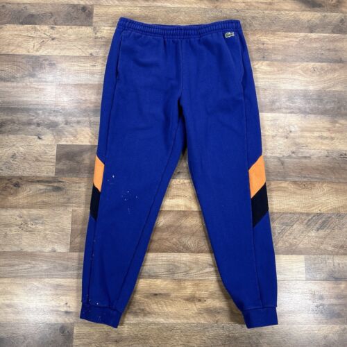 Lacoste Sweatpants Mens Large Blue Tapered Athletic Fleece Joggers Sweats - Picture 1 of 16