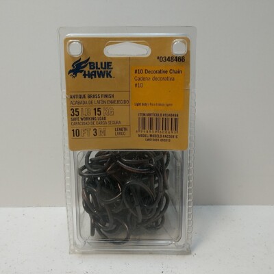 Blue Hawk Decorative Chain 10 FT Antique Brass Finish 35 lb New In Box ...
