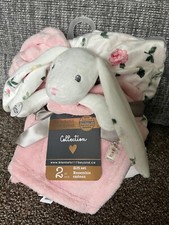 Blankets Beyond Baby Pink White Bunny Comforter White Pink Floral Blanket New