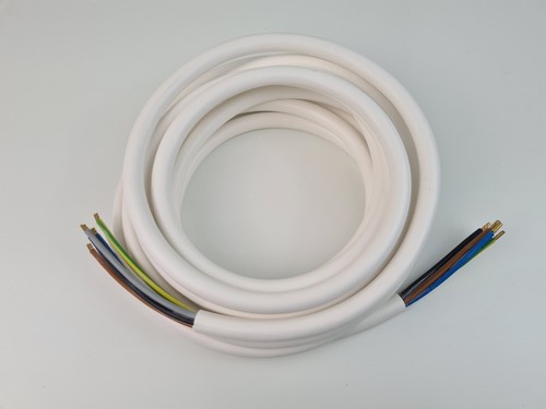 EBROM Herdanschlussleitung 5x2,5 Mm², 10 Meter, Weiß – H05VV-F, 300/500V, Ohne Aderendhülsen
