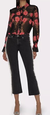 Milly Geneen Faux Pearl Fringe Jeans Sz 29